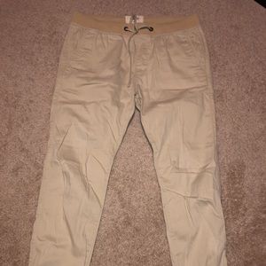 Tan joggers from Hollister.